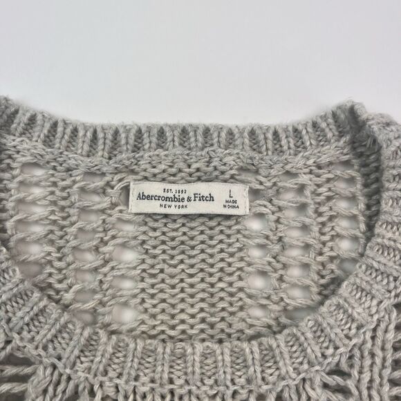 Abercormbie & Fitch Y2K Open Cable Knit Sweater L Fisherman Grunge Indie Sleaze - Picture 3 of 12